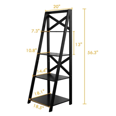 2 Pcs 4-Tier Ladder Shelf Bookshelf Bookcase Storage Display Leaning Home Office 3 2 Pcs 4-Tier Ladder Shelf Bookshelf Bookcase Storage Display Leaning Home Office