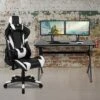 Flash Furniture Gaming Desk And Reclining Gaming Chair Set With Cup Holder, Headphone Hook & 2 Wire Management Holes -Office Furniture GUEST b9b276b9 9273 4df4 b0cd 54317de89c7e