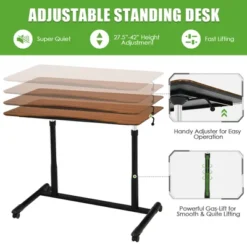 Costway Height Adjustable Computer Desk Sit Stand Rolling Notebook Table NaturalBrownBlack 18 Costway Height Adjustable Computer Desk Sit Stand Rolling Notebook Table NaturalBrownBlack -Office Furniture GUEST ba09a3e2 7b82 4009 99ab f77dd4ae840d