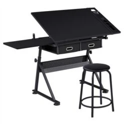 Yaheetech Drafting Table & Stool Set All-in-One Drawing Table -Office Furniture GUEST bb2acad6 d32c 4995 b6b3 e4f94bee64bf