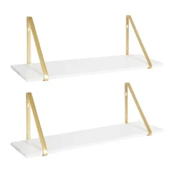 27.5" X 8.2" 2pk Soloman Wooden Shelf Set With Brackets - Kate & Laurel All Things Decor -Office Furniture GUEST bcdb448f d443 4c25 950e e5ef3affcb26