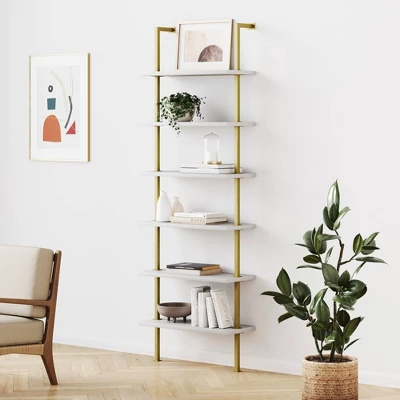 85" Theo 6 Tier Wood Wall Mount Ladder Bookshelf - Nathan James 12 85" Theo 6 Tier Wood Wall Mount Ladder Bookshelf - Nathan James - Image 10