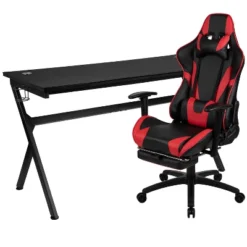 Flash Furniture Gaming Desk And Footrest Reclining Gaming Chair Set - Cup Holder/Headphone Hook/Removable Mouse Pad Top/Wire Management -Office Furniture GUEST c0e2bfcb 80ee 40c3 972d a472f05e6cb1