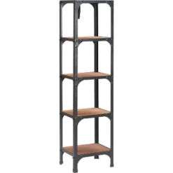 59.25" Overland Bookshelf Wood And Black Metal - Serta -Office Furniture GUEST c22b99c1 3e7a 4b5c 8ecf be78c1d5d13b