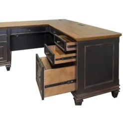 Hartford L Shaped Pedestal Desk Brown - Martin Furniture -Office Furniture GUEST c237c220 a075 4d58 b62a 6742c7816732