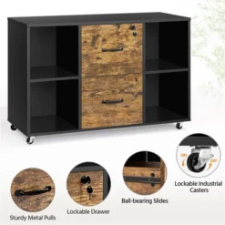 Yaheetech Vintage File Cabinet With 2 Drawers And Storage Shelves For Home, Office -Office Furniture GUEST c34b681d 0a8e 418f 962f 015c705f2e90