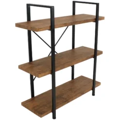 Sunnydaze Decor Sunnydaze 3 Shelf Industrial Style Wall-Mounted Floating Shelf With Wood Veneer Shelves -Office Furniture GUEST c4d74aa4 1795 4002 8209 402b69be3dab