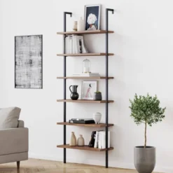 85" Theo 6 Tier Wood Wall Mount Ladder Bookshelf - Nathan James 17 85" Theo 6 Tier Wood Wall Mount Ladder Bookshelf - Nathan James -Office Furniture GUEST c5524bcd c314 40f5 8ea5 4a72c0a7603d