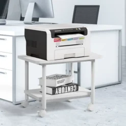 Tangkula 2-Tier Rolling Under Desk Printer Cart With 2 Storage Shelves Printer Stand For Home Office