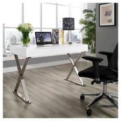 Wood Writing Desk With Drawers White - Modway Furniture -Office Furniture GUEST c9c87b86 9a82 4188 bb20 2e99d31c6694