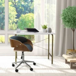 Faux Leather Curved Swivel Home Office Chair With Adjustable Seat Height Black/Brown - Teamson Home 14 Faux Leather Curved Swivel Home Office Chair With Adjustable Seat Height Black/Brown - Teamson Home -Office Furniture GUEST c9d79125 b8ef 40ed 8cce edcccbdb9898