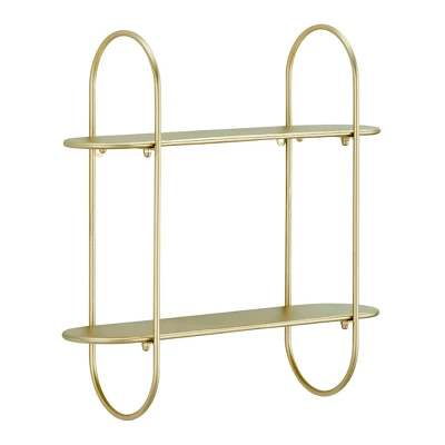20" 2 Tier Warm Metal Hanging Bracket Wall Mounted Shelf Gold - Danya B. 10 20" 2 Tier Warm Metal Hanging Bracket Wall Mounted Shelf Gold - Danya B. - Image 8