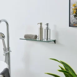 Floating Glass Shelf On Aluminum Bar Clear - Danya B. 11 Floating Glass Shelf On Aluminum Bar Clear - Danya B. -Office Furniture GUEST cc290c01 9ae2 4a1e b8fa 65019ffad92a