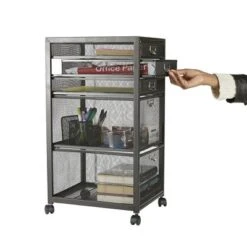 MIND READER Rolling File Cabinet With Drawers [5 Drawers](BLACK MESH) -Office Furniture GUEST cd0dfdb7 a035 40d3 966f f68cc5b9d479