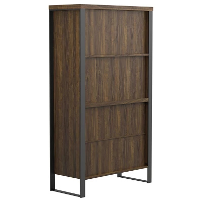 63" Pattinson 4 Shelf Cabinet Bookcase Walnut - Coaster 8 63" Pattinson 4 Shelf Cabinet Bookcase Walnut - Coaster - Image 6