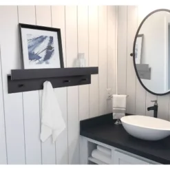 36" X 7.5" X 4.5" Levie Wood Wall Shelf Ledge With Knobs - Kate & Laurel All Things Decor -Office Furniture GUEST d26ea61c bcf2 4cc7 9d49 8dc7b287a363