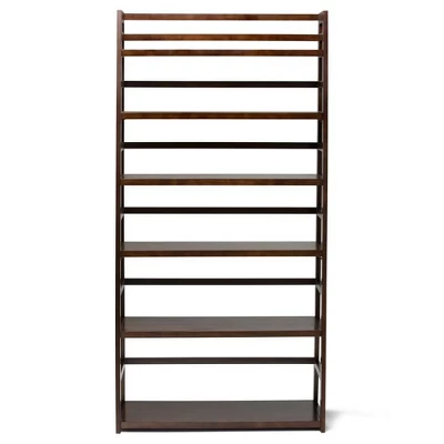 72" Normandy Wide Ladder Shelf Bookshelf Brunette Brown - WyndenHall 8 72" Normandy Wide Ladder Shelf Bookshelf Brunette Brown - WyndenHall - Image 6