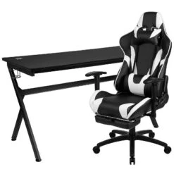 Flash Furniture Gaming Desk And Footrest Reclining Gaming Chair Set - Cup Holder/Headphone Hook/Removable Mouse Pad Top/Wire Management -Office Furniture GUEST d417143d 9ea0 4bbc a683 6a25c31dde1d