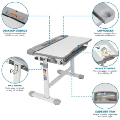 Mount-It! Kids Desk And Chair Set For Ages 3-10 - Gray 9 Mount-It! Kids Desk And Chair Set For Ages 3-10 - Gray -Office Furniture GUEST d4ca447e f341 43bd 81ad 69a91d9044c5
