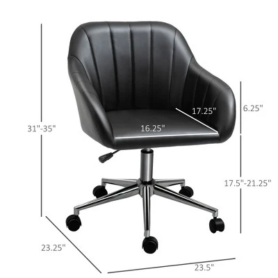 Vinsetto MidBack Home Office Chair Adjustable Height Computer Desk Chair With Padded Back And Armrests PU Leather Adjustable Height And 360 Swivel Wheels For Sturdy Bedroom 6 Vinsetto MidBack Home Office Chair Adjustable Height Computer Desk Chair With Padded Back And Armrests PU Leather Adjustable Height And 360 Swivel Wheels For Sturdy Bedroom - Image 4