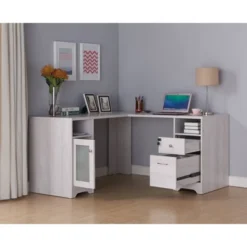 Ghally Locking Drawer L-Shape Desk With USB Ports White Oak - MiBasics -Office Furniture GUEST d8b44dad 4dad 402d a0a4 d11c0d8ea225