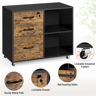Yaheetech Vintage File Cabinet With 3 Drawers For Home And Office 5 Yaheetech Vintage File Cabinet With 3 Drawers For Home And Office - Image 3