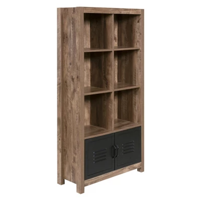 59.45" Norwood Range Bookshelf Wood And Black Metal Oak - OneSpace 3 59.45" Norwood Range Bookshelf Wood And Black Metal Oak - OneSpace