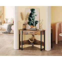 ODK Modern Triangle Corner Fit Computer Workstation With Large Drawer And Bottom Display Shelf For Apartments, Studios, And Office -Office Furniture GUEST dad5ebf2 9c4a 4d6a b56a 4ec82ebe2f0a