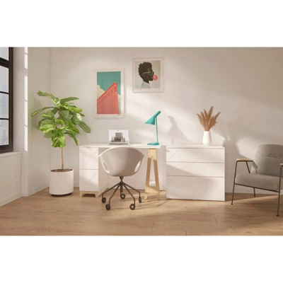 Atypik Desk With 3 Drawer File Cabinet - Nexera 7 Atypik Desk With 3 Drawer File Cabinet - Nexera - Image 5