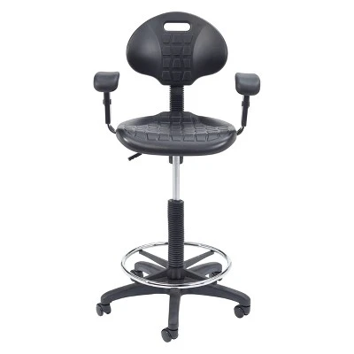 22"-32" Adjustable Height Polyurethane Task Office Chair With Arms Black- Hampden Furnishings 4 22"-32" Adjustable Height Polyurethane Task Office Chair With Arms Black- Hampden Furnishings - Image 2
