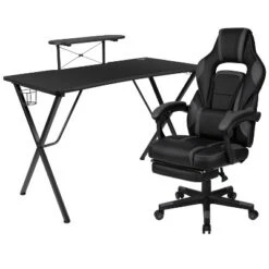 Flash Furniture Gaming Desk With Cup Holder/Headphone Hook/Monitor Stand & Reclining Back/Arms Gaming Chair With Footrest 24 Flash Furniture Gaming Desk With Cup Holder/Headphone Hook/Monitor Stand & Reclining Back/Arms Gaming Chair With Footrest -Office Furniture GUEST dc2103ed 05b8 451b 9c6f 8ce0f059dfdf