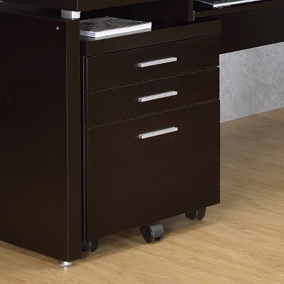 Skylar 3 Drawer Mobile File Cabinet Cappuccino - Coaster 3 Skylar 3 Drawer Mobile File Cabinet Cappuccino - Coaster