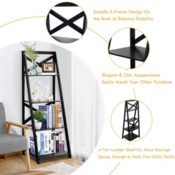 2 Pcs 4-Tier Ladder Shelf Bookshelf Bookcase Storage Display Leaning Home Office 13 2 Pcs 4-Tier Ladder Shelf Bookshelf Bookcase Storage Display Leaning Home Office -Office Furniture GUEST e072e664 80c3 4890 83ba 72eebb774d26