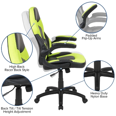 Flash Furniture Gaming Desk And Racing Chair Set With Cup Holder, Headphone Hook, And Monitor/Smartphone Stand 4 Flash Furniture Gaming Desk And Racing Chair Set With Cup Holder, Headphone Hook, And Monitor/Smartphone Stand - Image 2