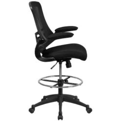 Flash Furniture Mid-Back Black Mesh Ergonomic Drafting Chair With Adjustable Foot Ring And Flip-Up Arms -Office Furniture GUEST e1b9ba26 dd64 431a affe d841aa24466d