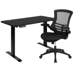 Flash Furniture 48"W X 24"D Electric Height Adjustable Standing Desk With Mesh Swivel Ergonomic Task Office Chair -Office Furniture GUEST e1bb74cf 6fad 4419 90fe 08e14f0da9a5