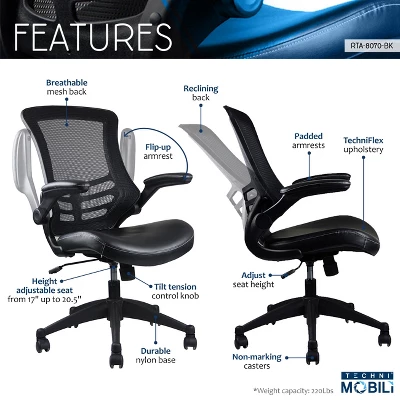 Modern Office Chair Black - Techni Mobili 7 Modern Office Chair Black - Techni Mobili - Image 5