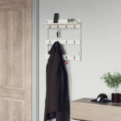 Emma And Oliver Wall Mounted Mug Rack With 12 Coffee Cup Hangers And Built-In Shelf For Coffee, Sugar & More -Office Furniture GUEST e3d76a06 2127 4e4e 8d8a 526a76358ac3