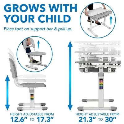 Mount-It! Kids Desk And Chair Set For Ages 3-10 - Gray 7 Mount-It! Kids Desk And Chair Set For Ages 3-10 - Gray - Image 5