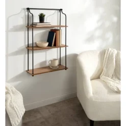 20" X 32" Walters Wood/Metal 3 Tier Shelving Brown - Kate & Laurel All Things Decor 14 20" X 32" Walters Wood/Metal 3 Tier Shelving Brown - Kate & Laurel All Things Decor -Office Furniture GUEST e5898f38 1997 4f6c b853 62a9a13ddf80