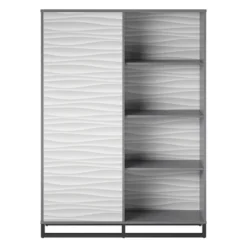 65.51" Large Maddock Bookcase Room Divider With Faux Wave Pattern Graphite - Room & Joy 18 65.51" Large Maddock Bookcase Room Divider With Faux Wave Pattern Graphite - Room & Joy -Office Furniture GUEST e7edc70a 6974 4de4 babb edc4c8969d92