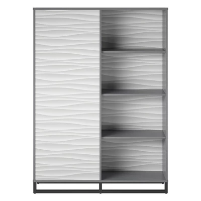 65.51" Large Maddock Bookcase Room Divider With Faux Wave Pattern Graphite - Room & Joy 8 65.51" Large Maddock Bookcase Room Divider With Faux Wave Pattern Graphite - Room & Joy - Image 6