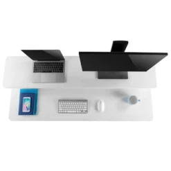 Tranzendesk Standing Desk With Clamp-On Shelf - 55" Sit To Stand Workstation With 55” Monitor Stand - White - Stand Steady -Office Furniture GUEST e95edf3c bf3b 4b6d 93c8 0396f788a23f