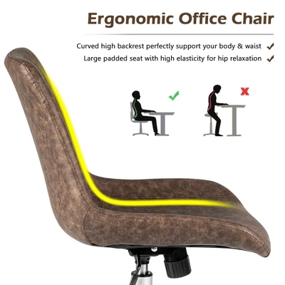 Costway Mid Back Office Chair Armless Adjustable PU Leather Task Swivel Chair 8 Costway Mid Back Office Chair Armless Adjustable PU Leather Task Swivel Chair - Image 6