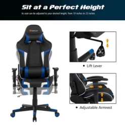 Costway X-Shaped Gaming Desk & Racing Style Massage Chair Set Home Office Black+White/Blue/Grey/Red -Office Furniture GUEST eb606c43 78f5 47a8 8914 5ae5b5ac4349