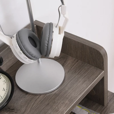 HOMCOM Computer Table Writing Desk With Hutch 3 Drawers, Open Cabinets, Top Shelf, Wide Tabletop, Cable Management, Gray 6 HOMCOM Computer Table Writing Desk With Hutch 3 Drawers, Open Cabinets, Top Shelf, Wide Tabletop, Cable Management, Gray - Image 4