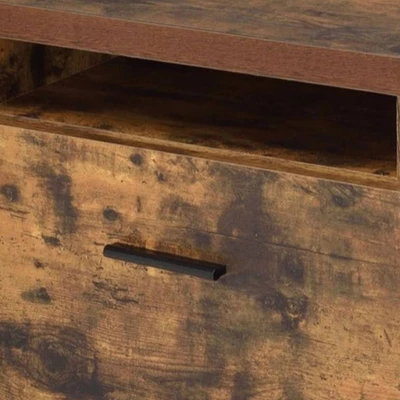 Wooden File Cabinet With Open Compartment And Drawer Brown/Black - Benzara 5 Wooden File Cabinet With Open Compartment And Drawer Brown/Black - Benzara - Image 3