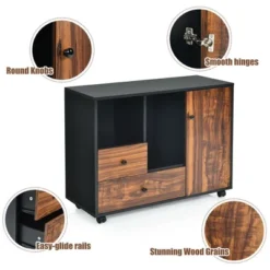 Costway Lateral Mobile Filing Cabinet Large Printer Stand W/2 Drawers Open Shelves Black 19 Costway Lateral Mobile Filing Cabinet Large Printer Stand W/2 Drawers Open Shelves Black -Office Furniture GUEST eec6e6ab d06b 4893 91de 43007ea69ca6