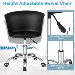Costway Set Of 2 Adjustable Office Chair Armless Swivel Desk Chair PU Leather Seat Black/White -Office Furniture GUEST eef2bdb6 6e37 47a4 b8af 45a029dc7211