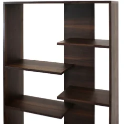 Sunnydaze Decor Sunnydaze Indoor Rosalee 9-Tier Open Bookshelf With Staggered Shelves - Coffee Brown -Office Furniture GUEST f0199b4f f1e5 4e58 8508 1fa20682dc23